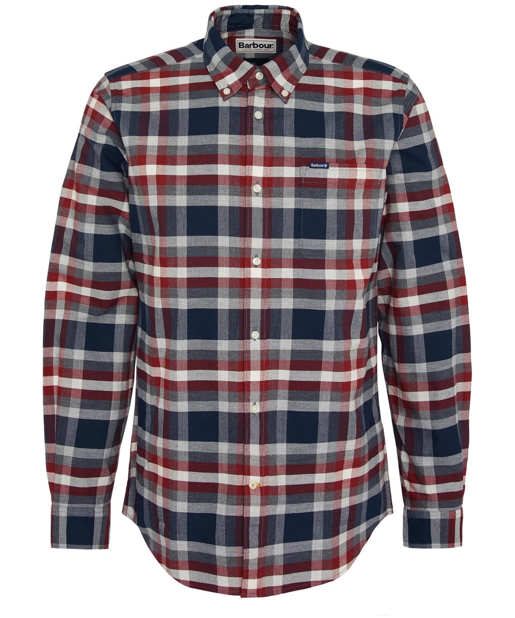 Men's Barbour Bowmont Long Sleeve Tailored Cotton Shirt - Fired Brick