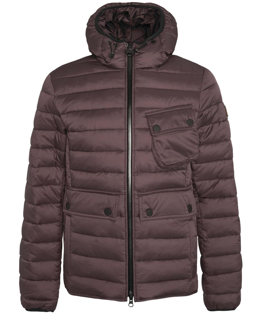 Men’s Barbour International Racer Ouston Hooded Quilted Jacket - Bitter Chocolate