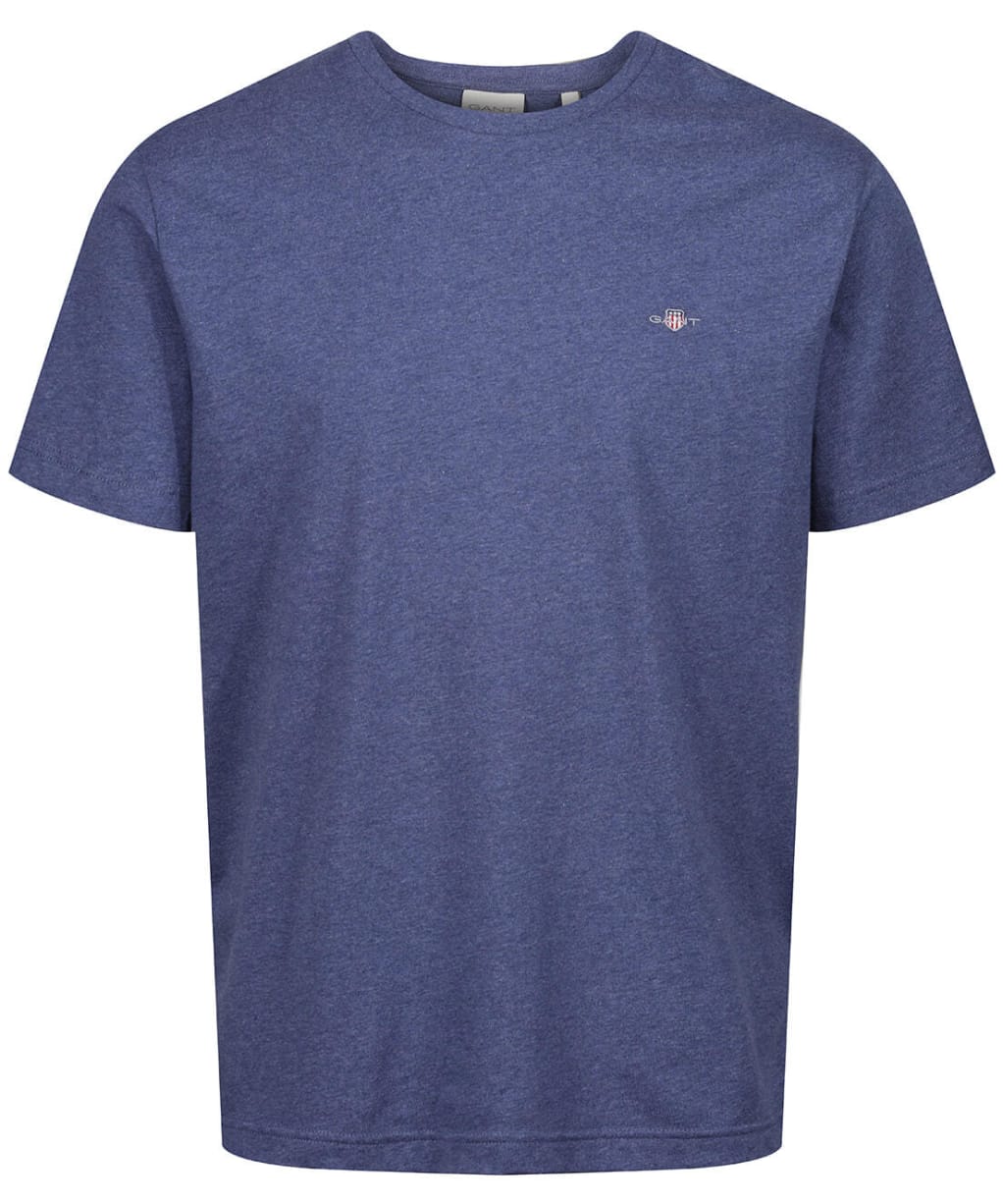 Men's Gant Regular Shield Short Sleeve Cotton T-Shirt - Dark Jeansblue Melange