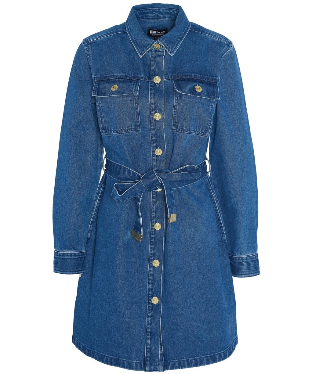 Women's Barbour International Rouse Denim A-Line Dress - Authentic Wash