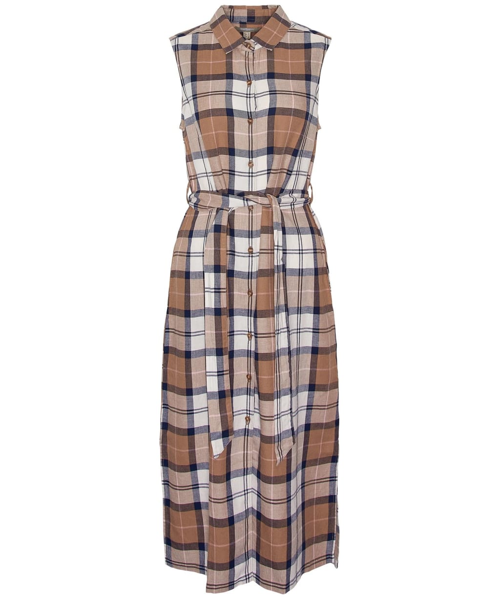 Women's Barbour Caroline Sleeveless Checked Midi Dress - Primrose Hessian