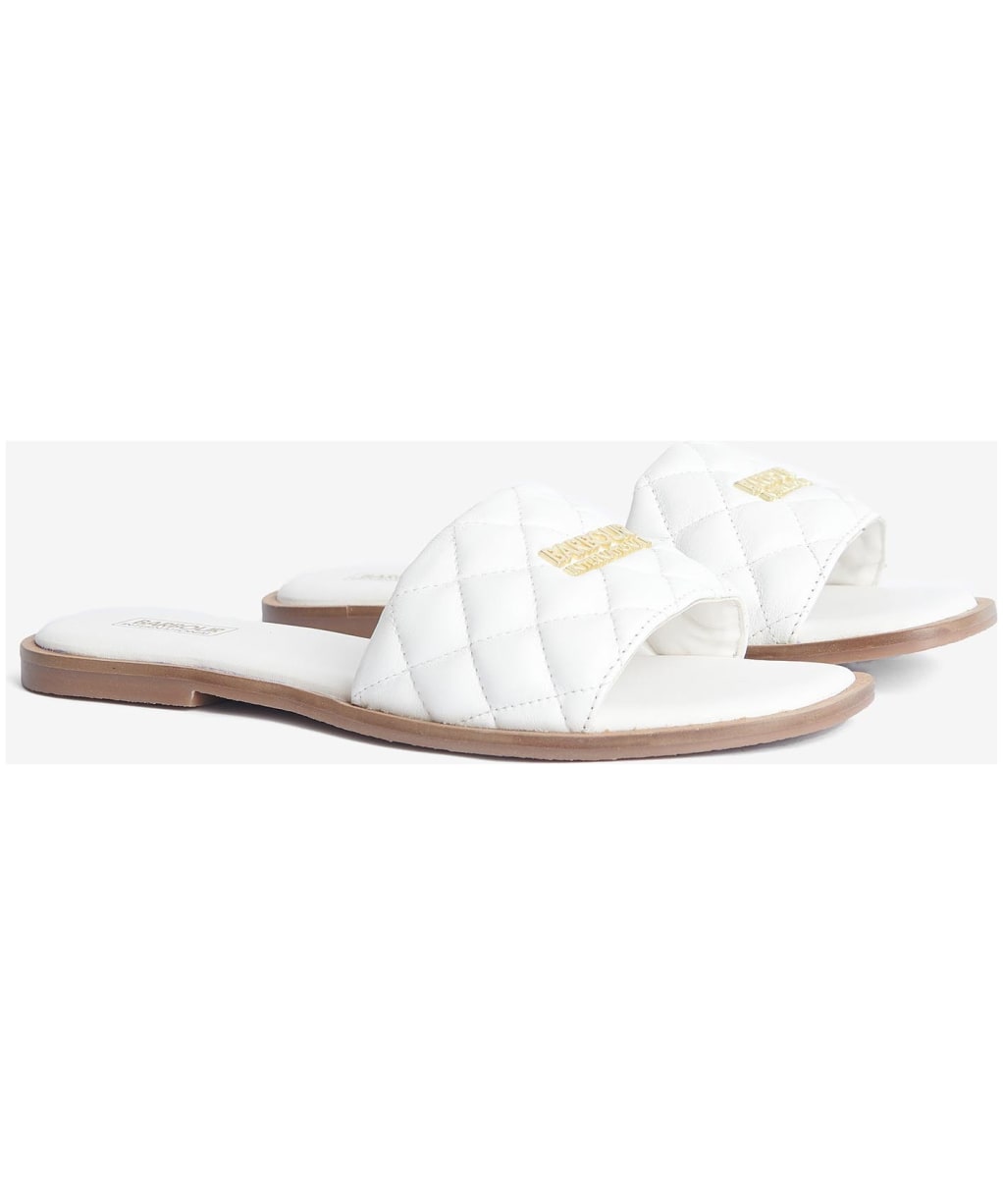 Women's Barbour International Kinghorn Leather Slider Sandals - White