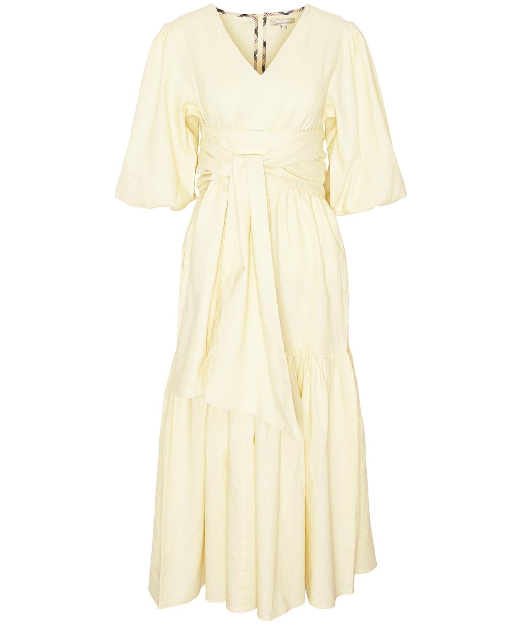 Women's Barbour Annie Linen Cotton Blend Midi Dress - Lemon Souffle