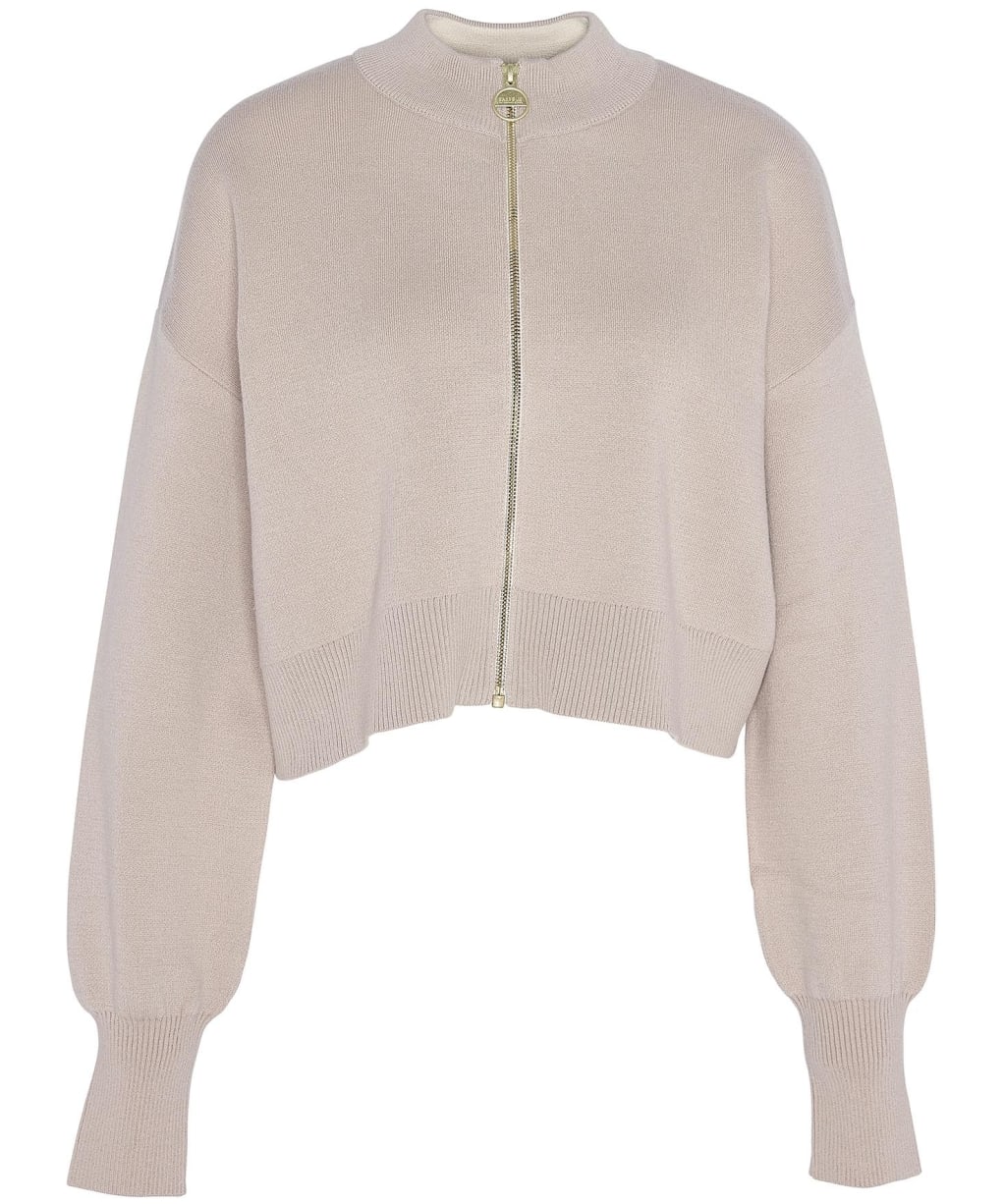 Women's Barbour International Kinghorn Zip Up Knitted Jacket - Oat