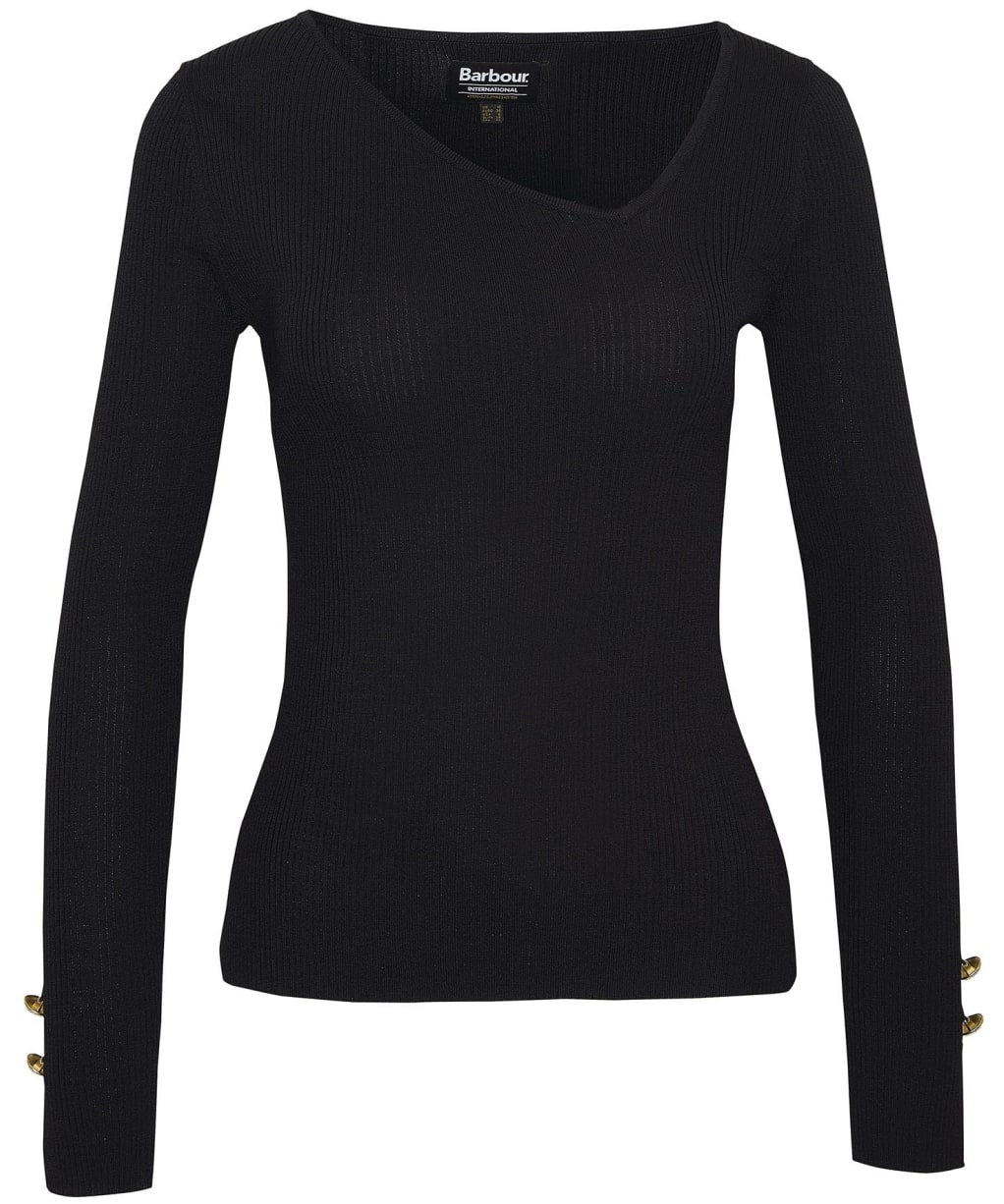 Women's Barbour International Piquet Slim Fit Knitted Jumper - Black