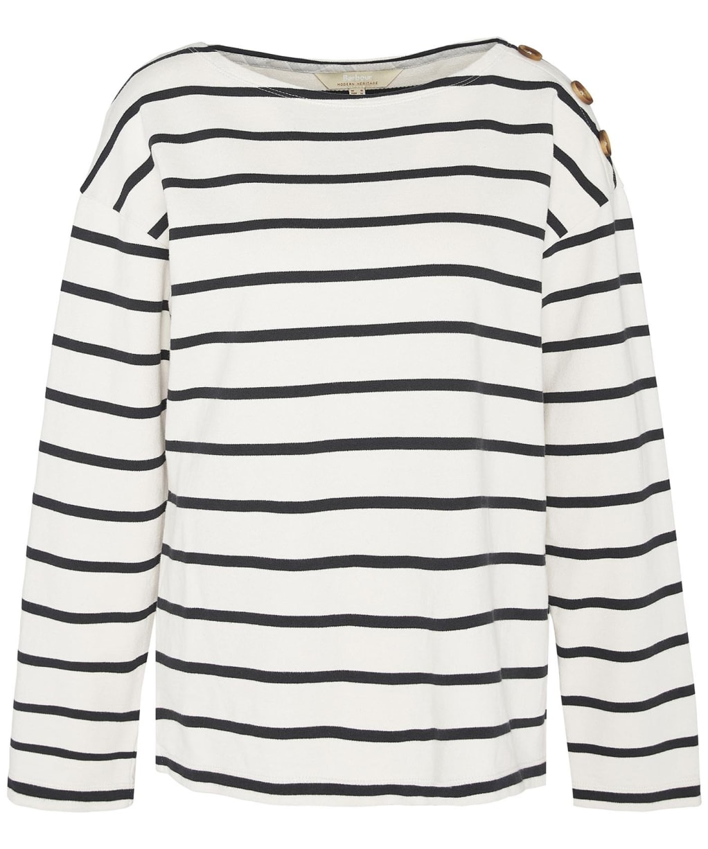 Women's Barbour Caroline Crew Neck Sweatshirt - Antique White Stripe