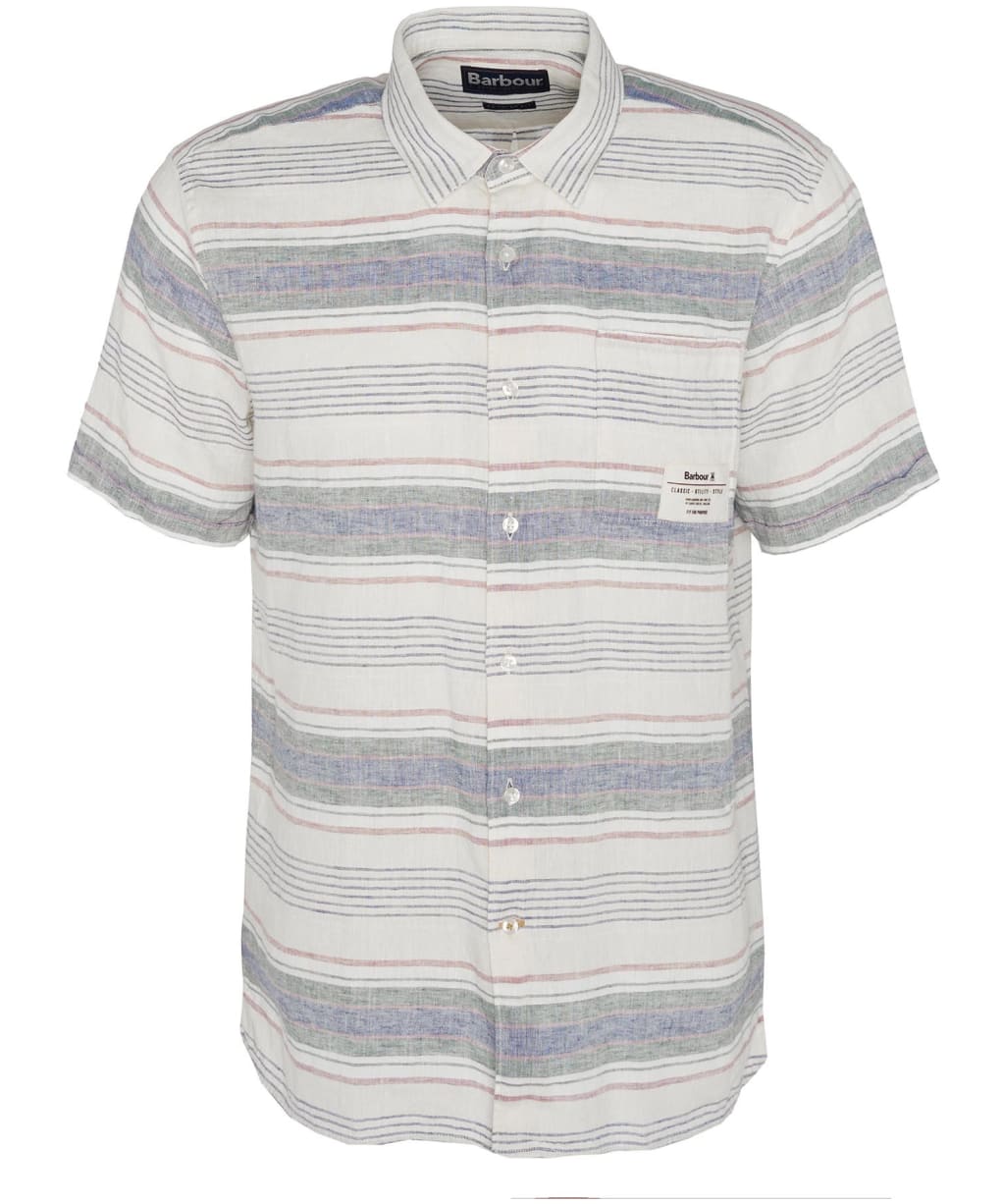 Men's Barbour Crimwell Short Sleeve Summer Fit Linen Blend Shirt - Whisper White