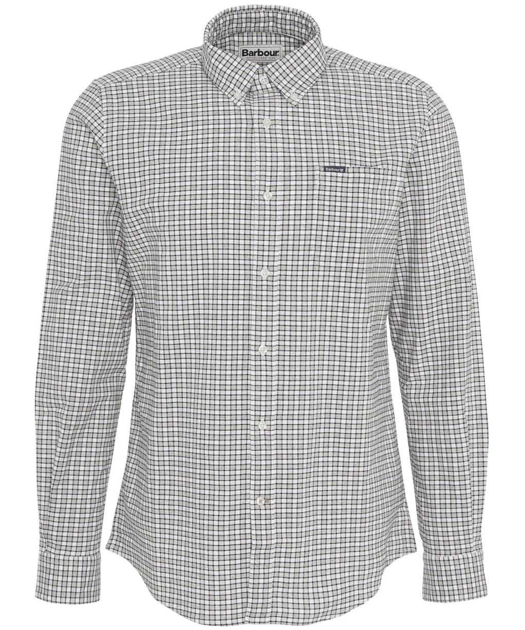 Men's Barbour Banner Long Sleeve Tailored Fit Cotton Shirt - Olive