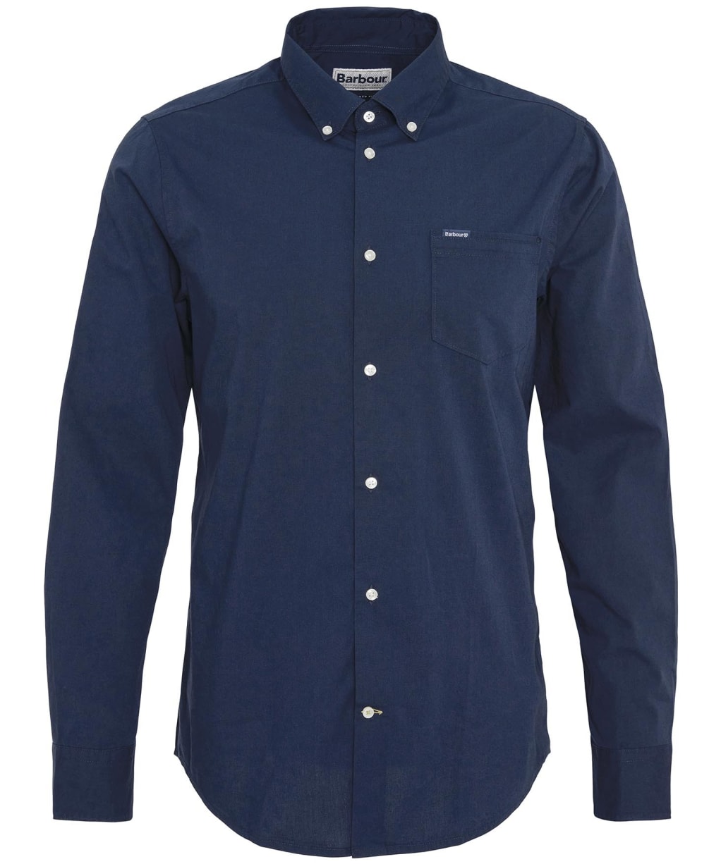 Men's Barbour Comfort Stretch Long Sleeve Cotton Blend Shirt - Navy