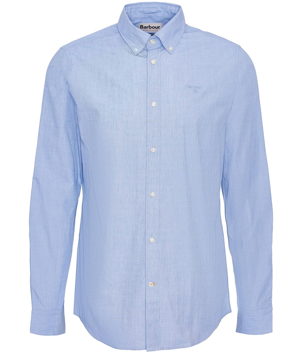 Men's Barbour Crest Poplin Long Sleeve Tailored Fit Shirt - Sky