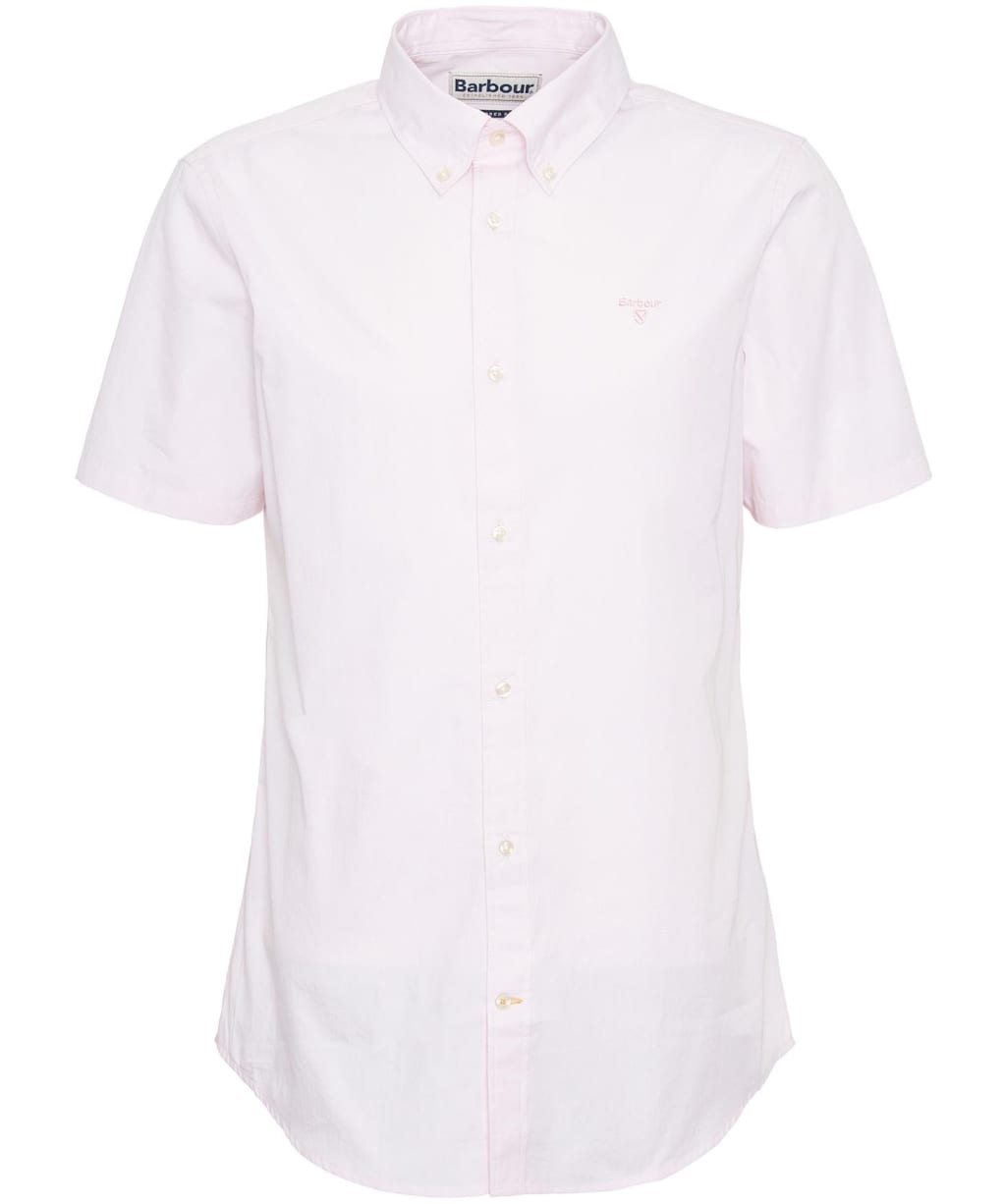 Men's Barbour Crest Poplin Short Sleeve Tailored Fit Shirt - Pink
