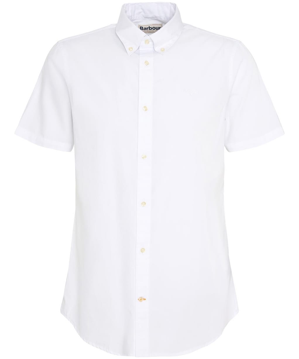Men's Barbour Crest Poplin Short Sleeve Tailored Fit Shirt - White