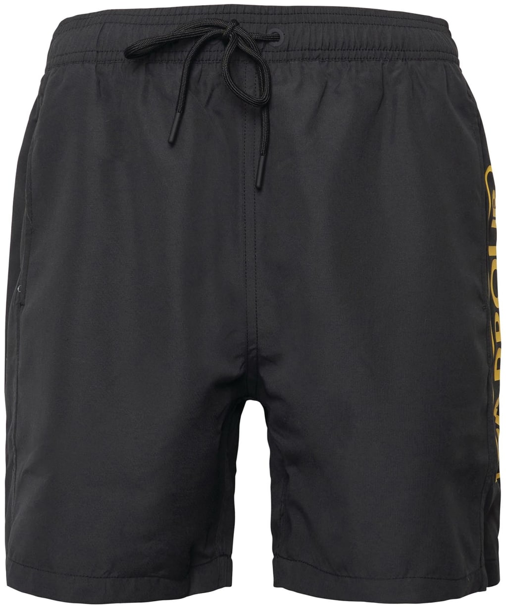 Men's Barbour International Large Logo Swim Shorts - Black / Yellow