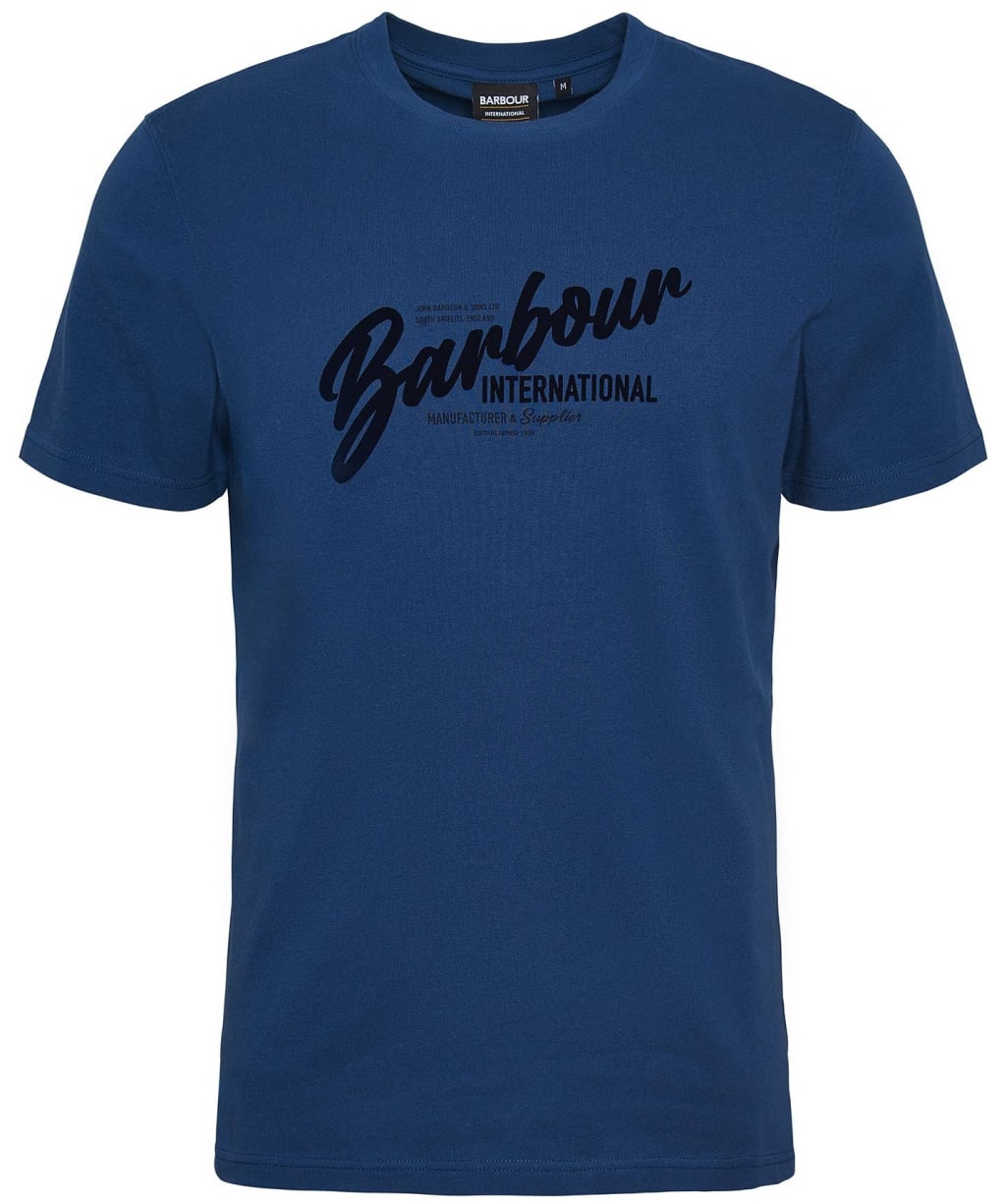 Men's Barbour International Level Crew Neck Cotton T-Shirt - Washed Cobalt