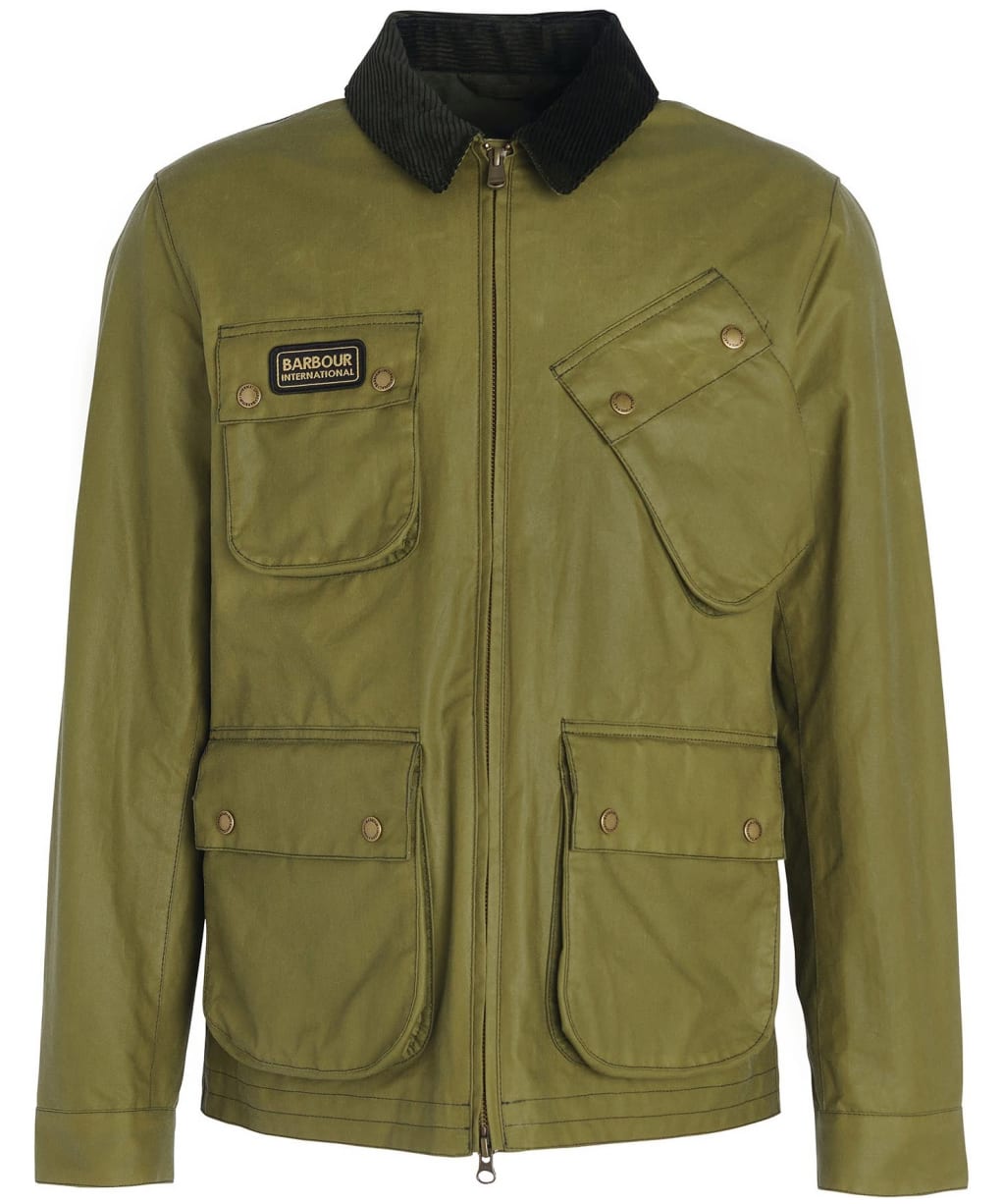 Men's Barbour International Sefton Waxed Cotton Jacket - Olive Branch