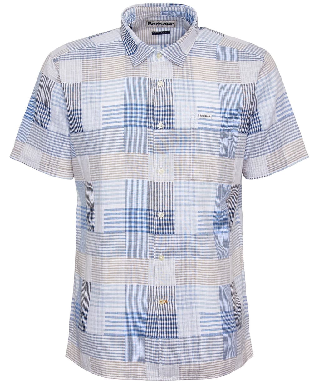 Men's Barbour Oakshore Short Sleeve Summer Cotton Shirt - Sky
