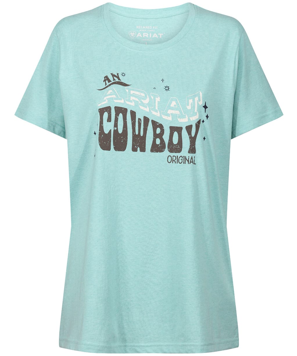 Women’s Ariat Cowboy Short Sleeve T-Shirt - Aqua Heather