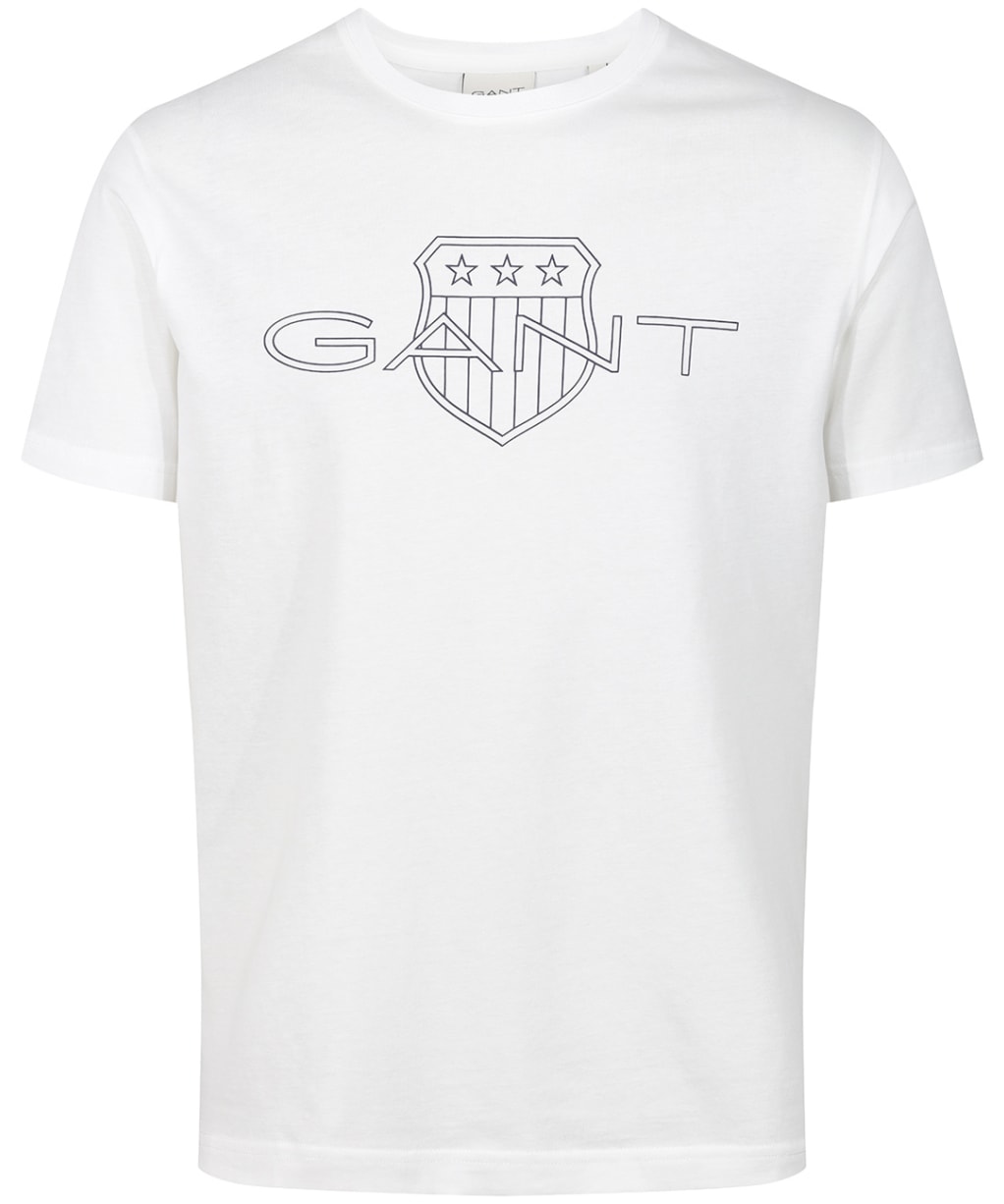 Men's Gant Logo Short Sleeve Cotton T-Shirt - Eggshell
