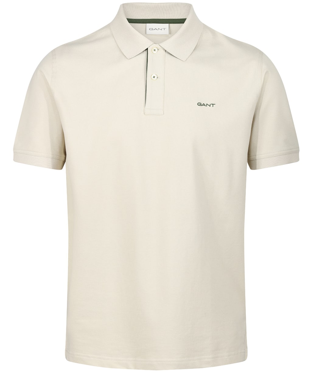 Men's GANT Regular Contrast Pique Short Sleeve Rugger Polo Shirt - Silky Beige