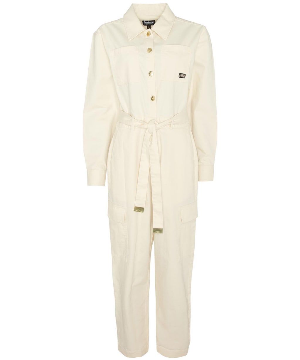 Women's Barbour International Hamilton Denim Jumpsuit - Ecru