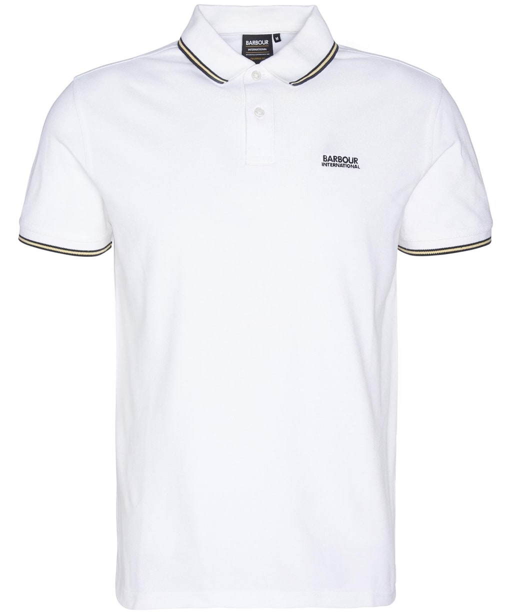 Men's Barbour International Rider Tipped Polo - White / Yellow