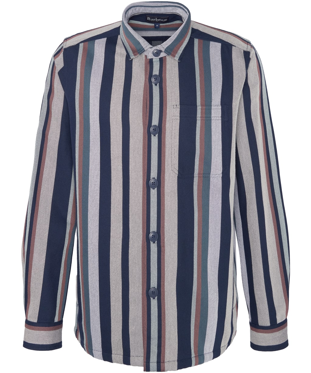 Men's Barbour Hawkhill Striped Overshirt - Dark Slate