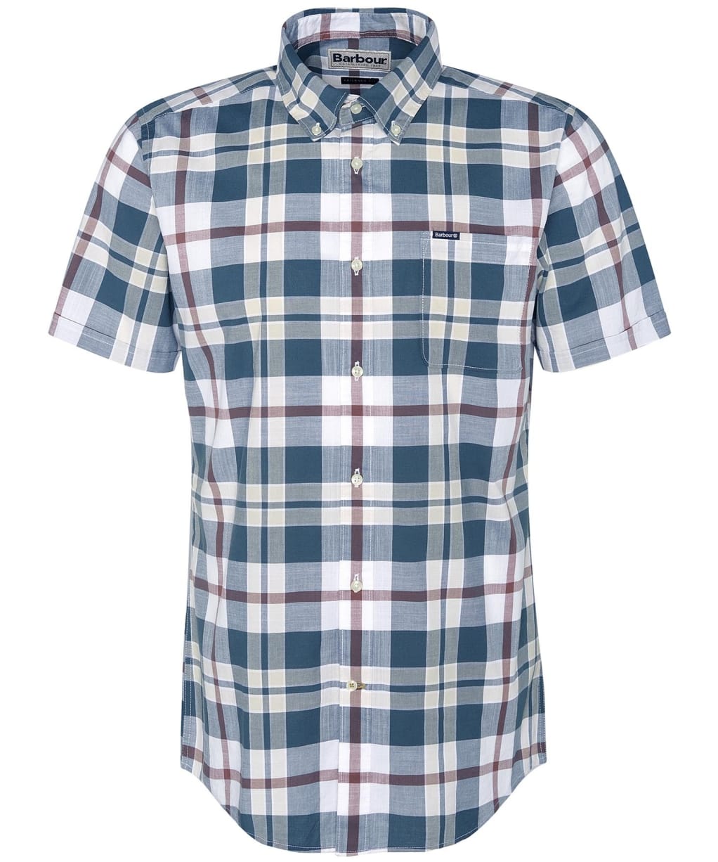 Men's Barbour Applecross Tailored Short Sleeve Checked Shirt - Dark Slate