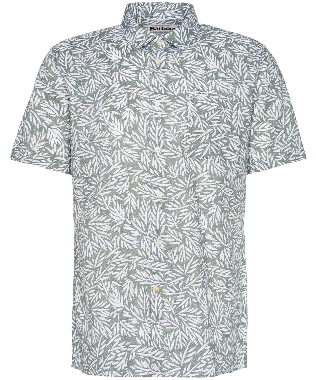 Men's Barbour Jackstone Regular Short Sleeve Printed Summer Shirt - Pea Green