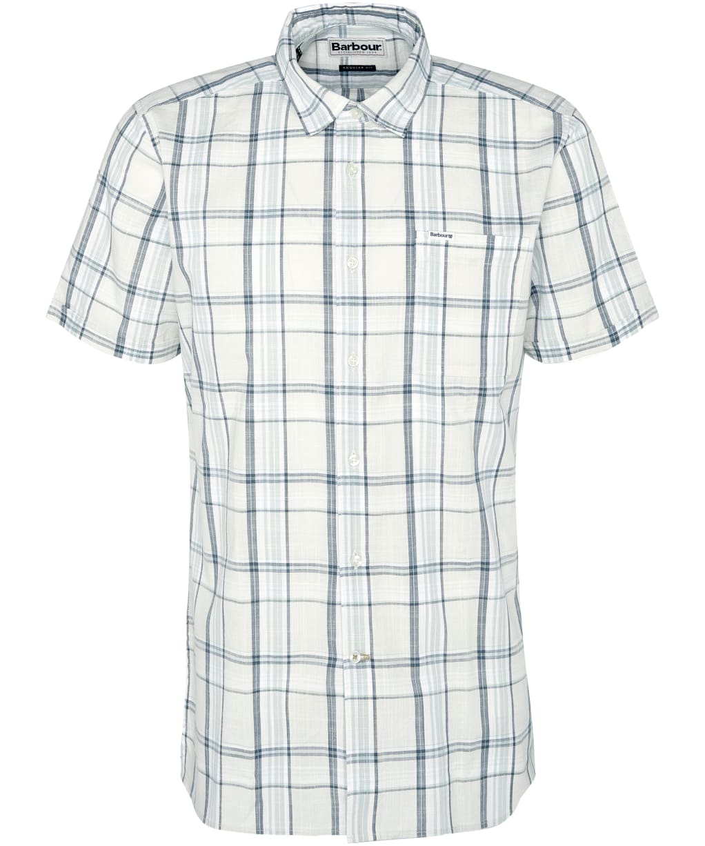 Men's Barbour Lerwick Regular Short Sleeve Checked Summer Shirt - Stone