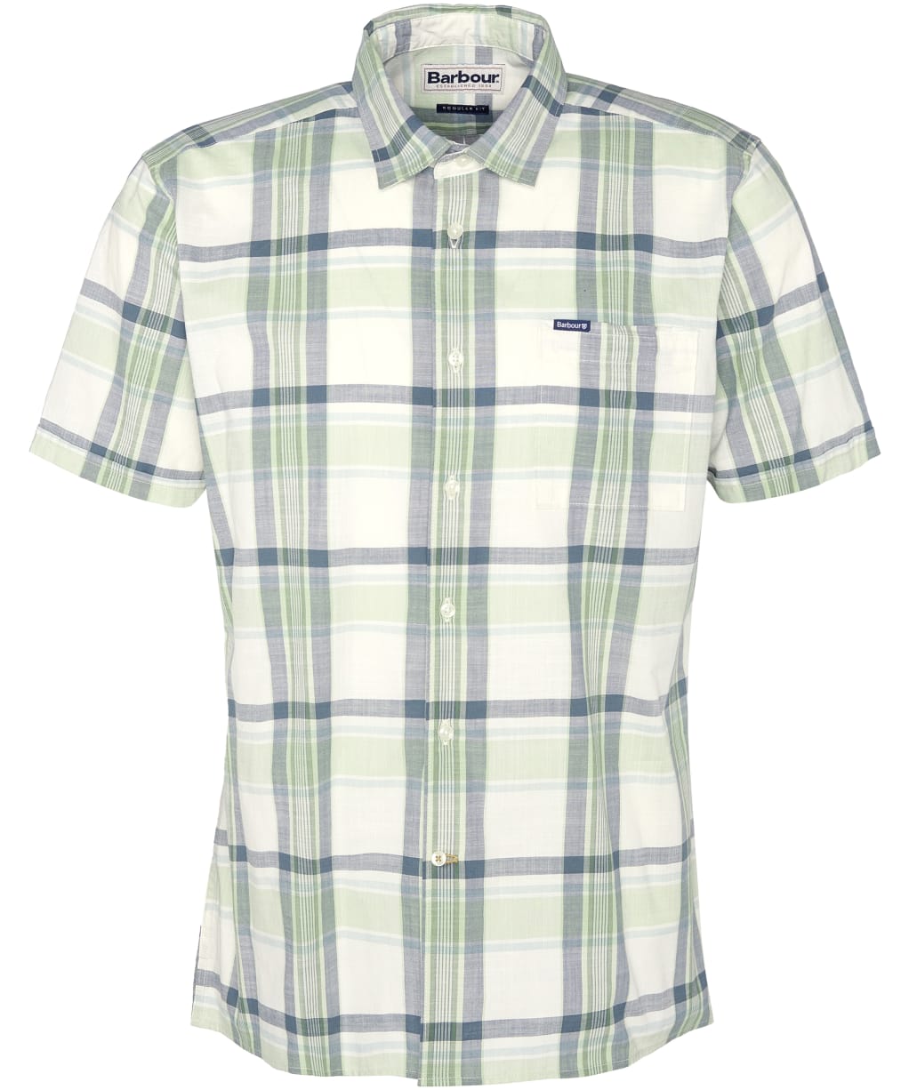 Men's Barbour Rosewell Regular Short Sleeve Checked Summer Shirt - Green