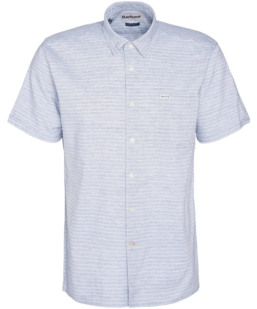 Men's Barbour Ashgill Regular Short Sleeve Striped Summer Shirt - Navy