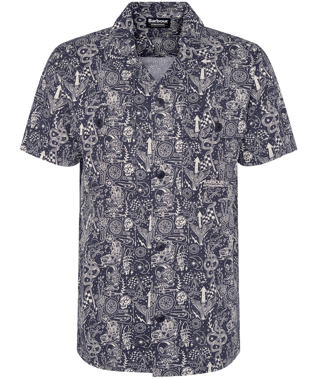 Men's Barbour International Mitchel Printed Summer Shirt - Navy