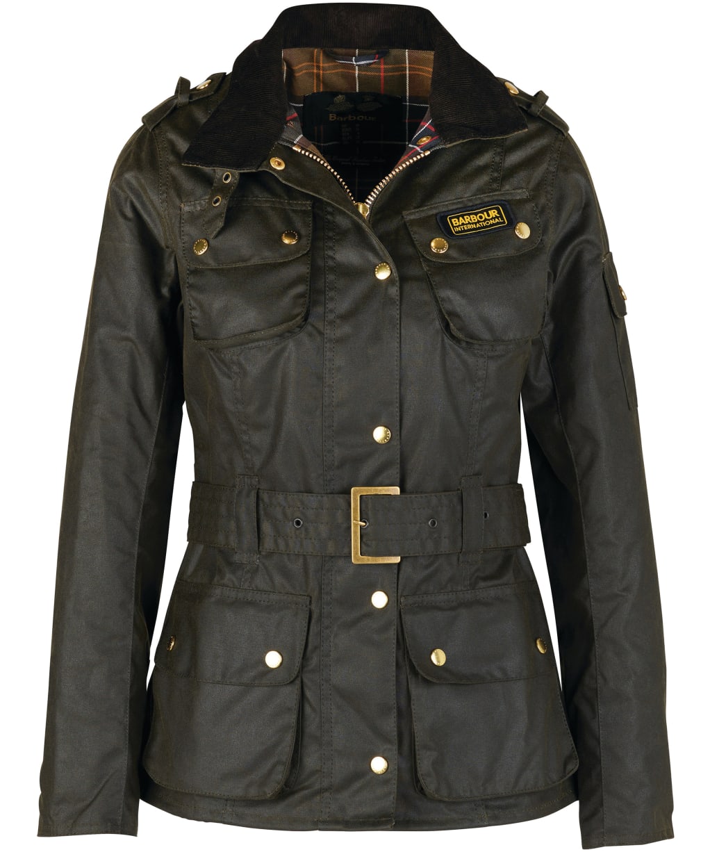 Women's Barbour International Waxed Jacket - Olive