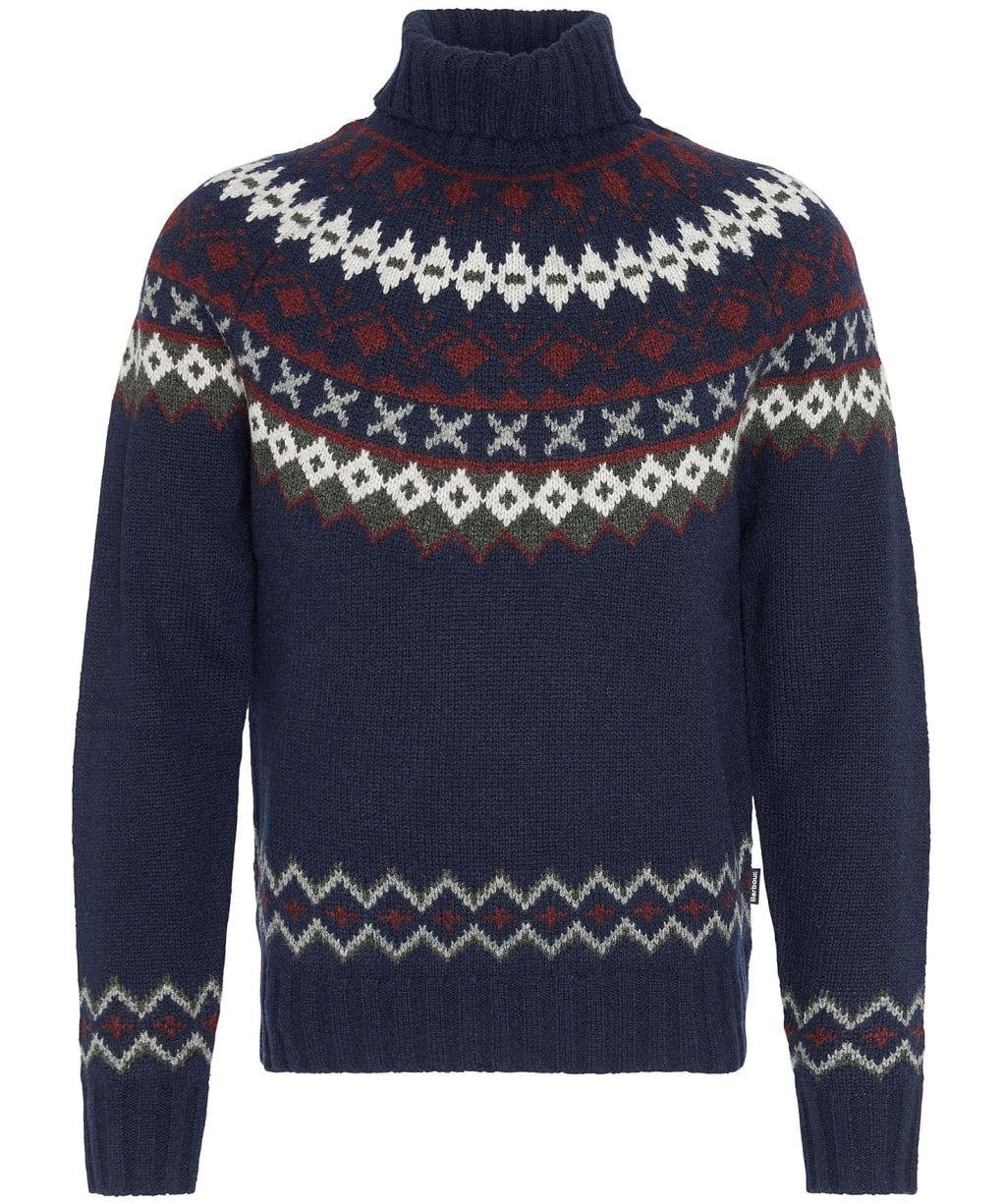 Men's Barbour Roose Fair Isle Rollneck - Navy