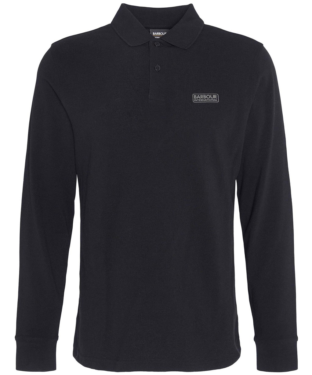 Men's Barbour International Long Sleeve Polo Shirt - Black / Pewter