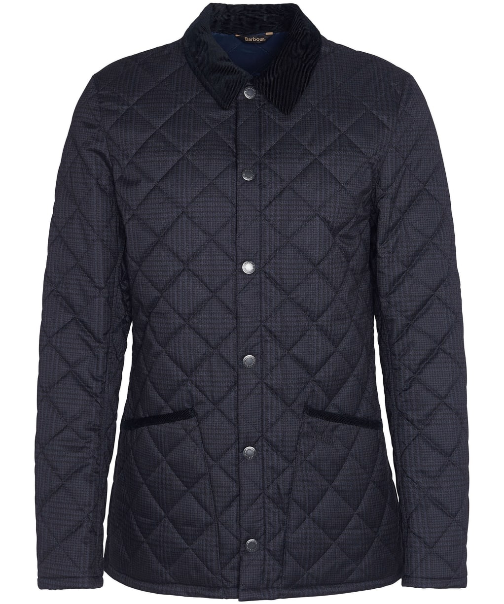 Men's Barbour Checked Heritage Liddesdale Quilted Jacket - Dark Navy