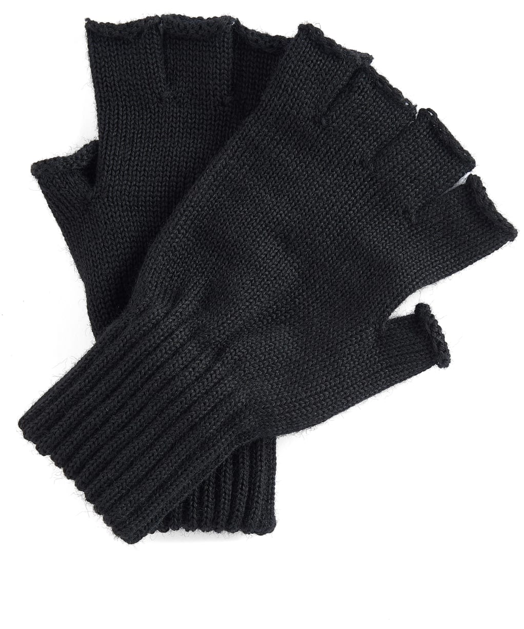 Men's Barbour Fingerless Lambswool Gloves - Black