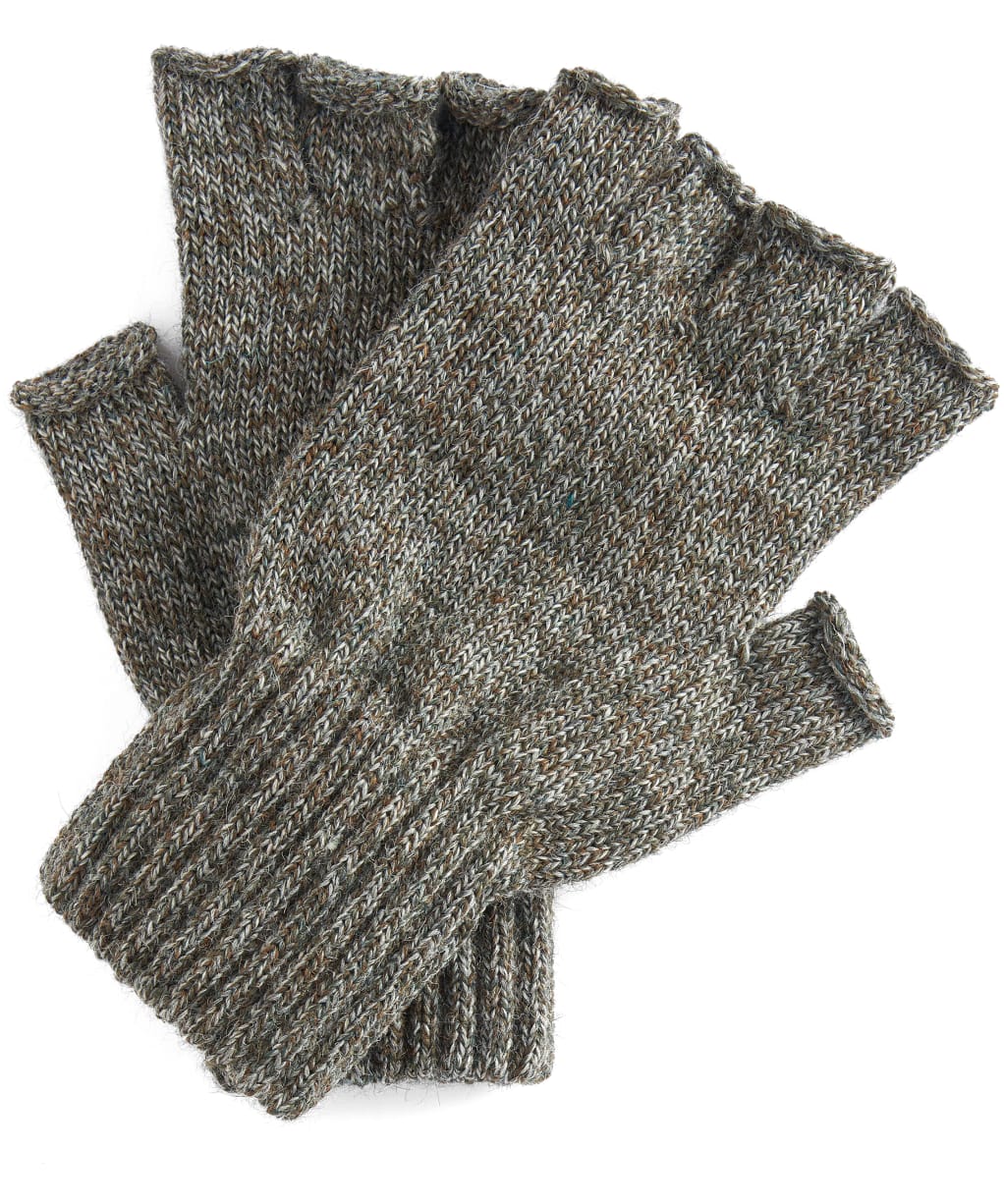 Men's Barbour Fingerless Lambswool Gloves - Green