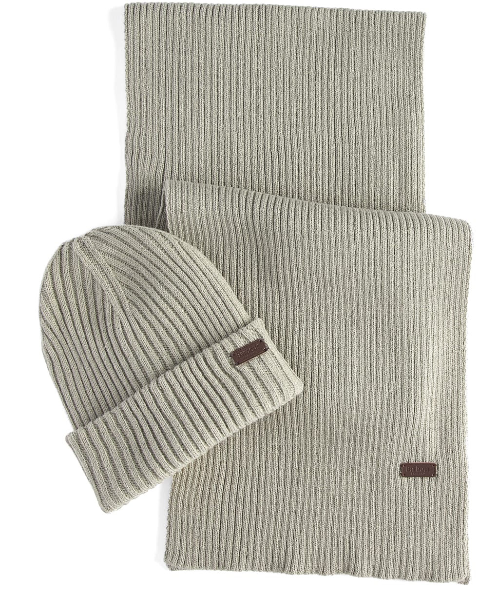 Men’s Barbour Crimdon Beanie and Scarf Gift Set - Grey