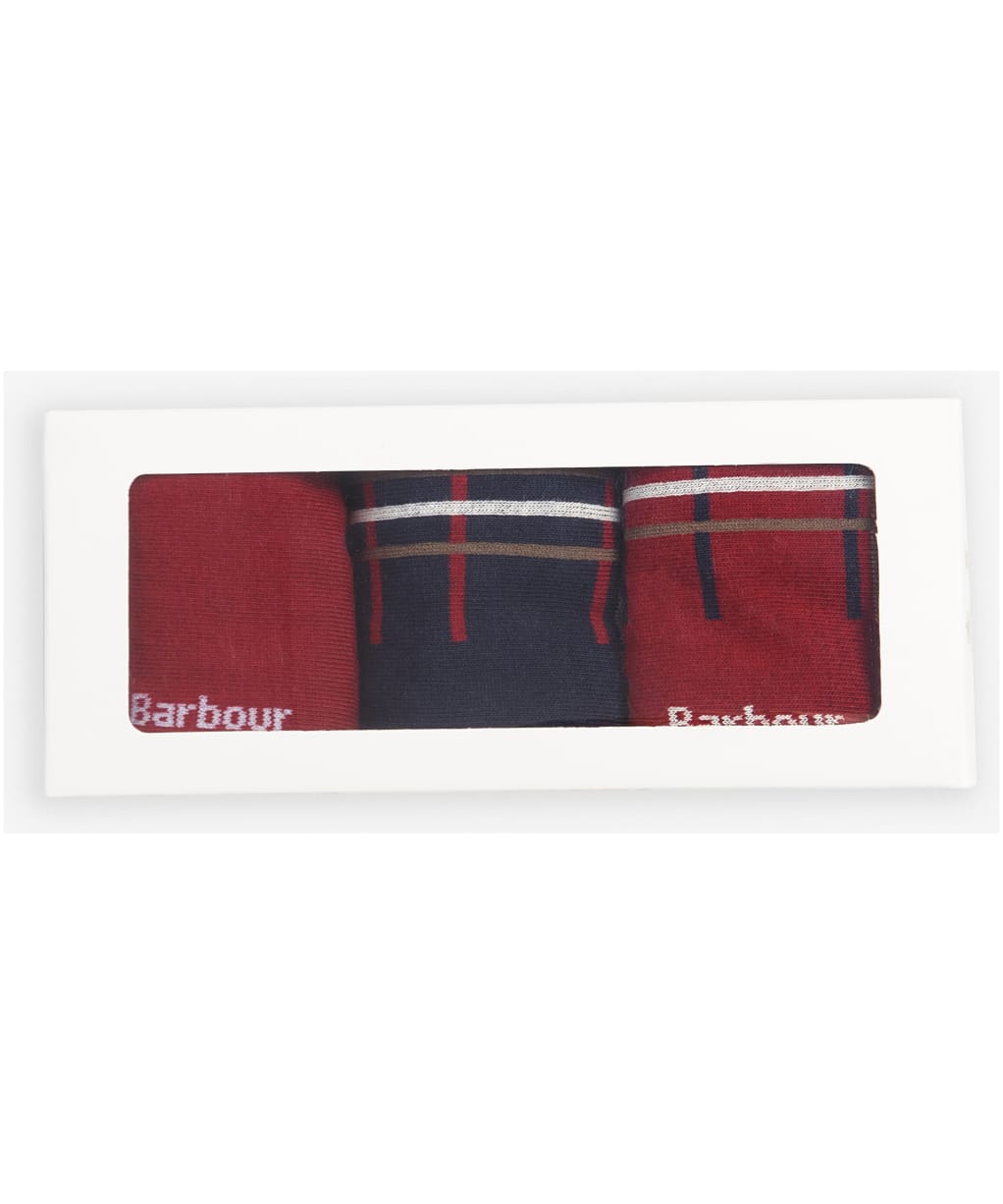 Men's Barbour Tartan Sock Gift Box - Cranberry
