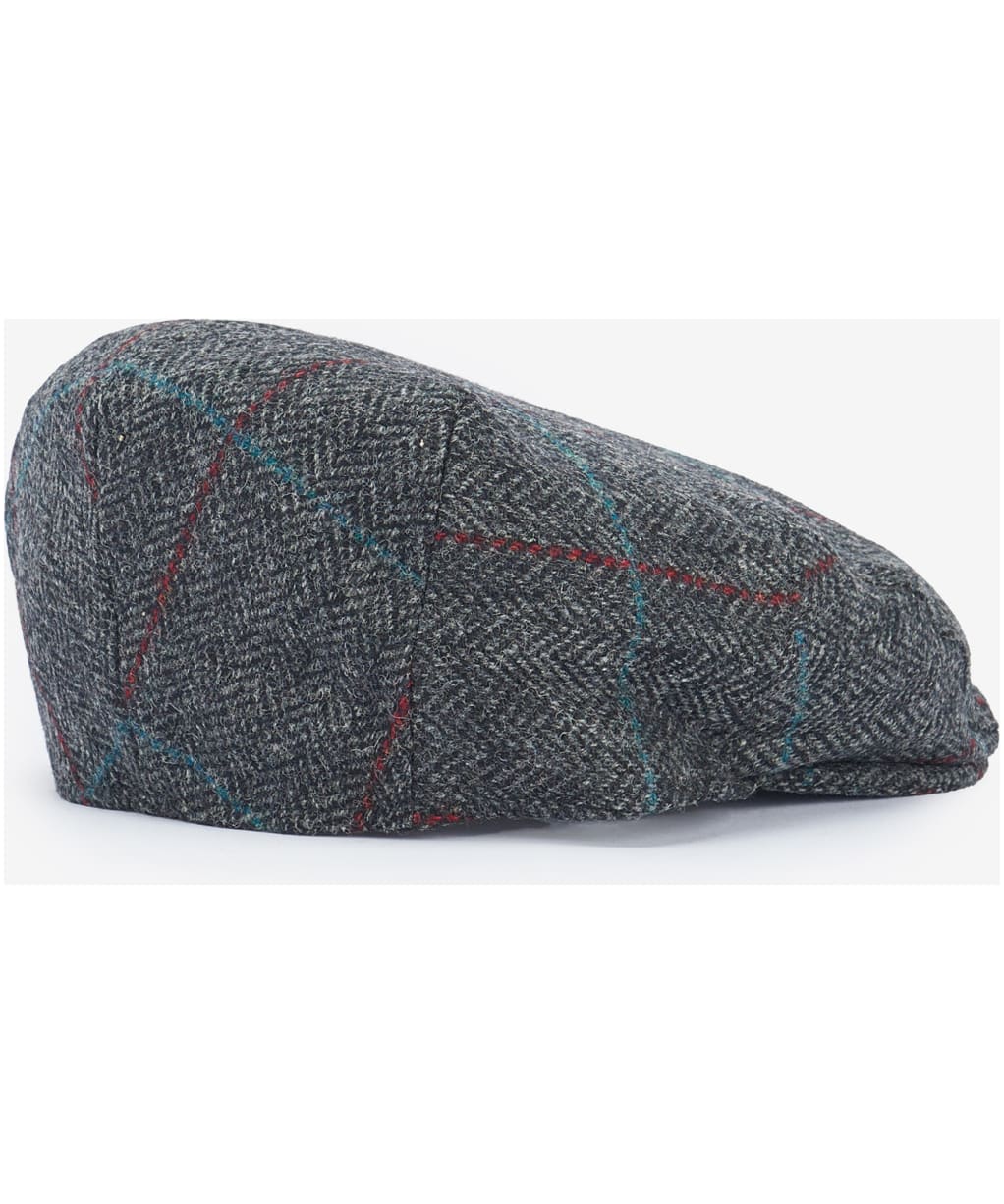 Men's Barbour Wool Crieff Flat Cap - Charcoal/Red/Blue