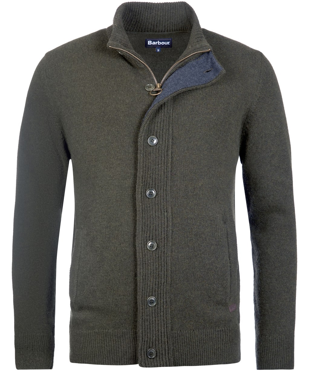Men's Barbour Patch Zip Through Sweater - Seaweed