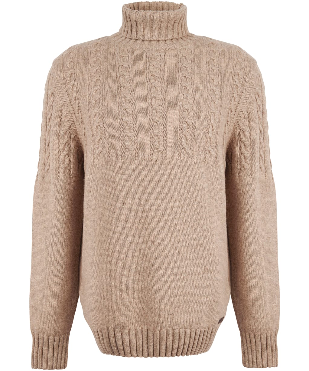 Men's Barbour Duffle Cable Rollneck Jumper - Stone