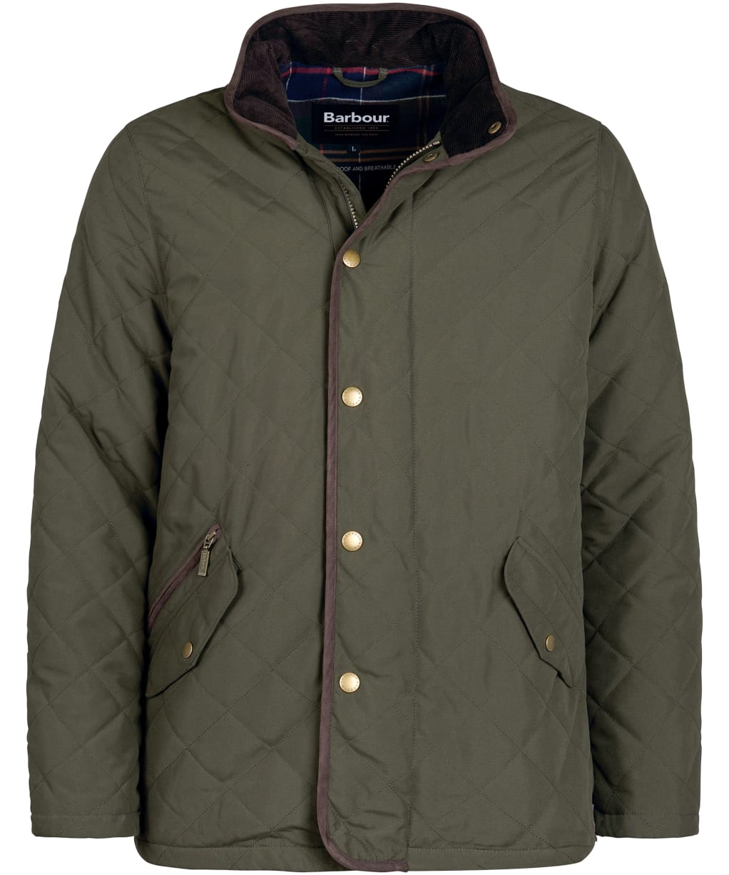 Men's Barbour Waterproof Shoveler Quilted Jacket - Dark Olive