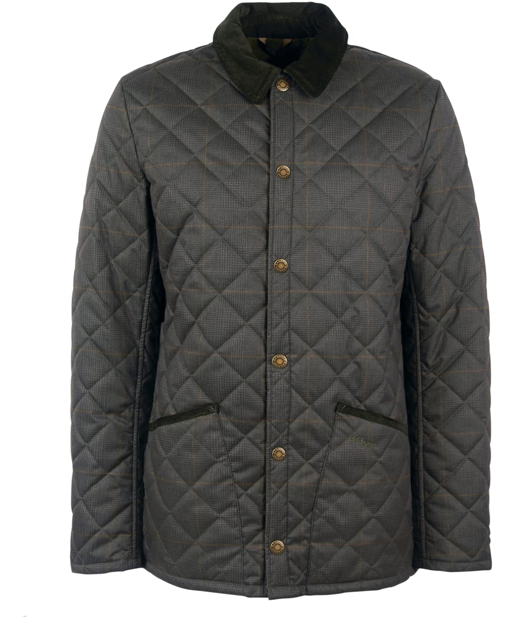 Men's Barbour Checked Heritage Liddesdale Quilted Jacket - Olive