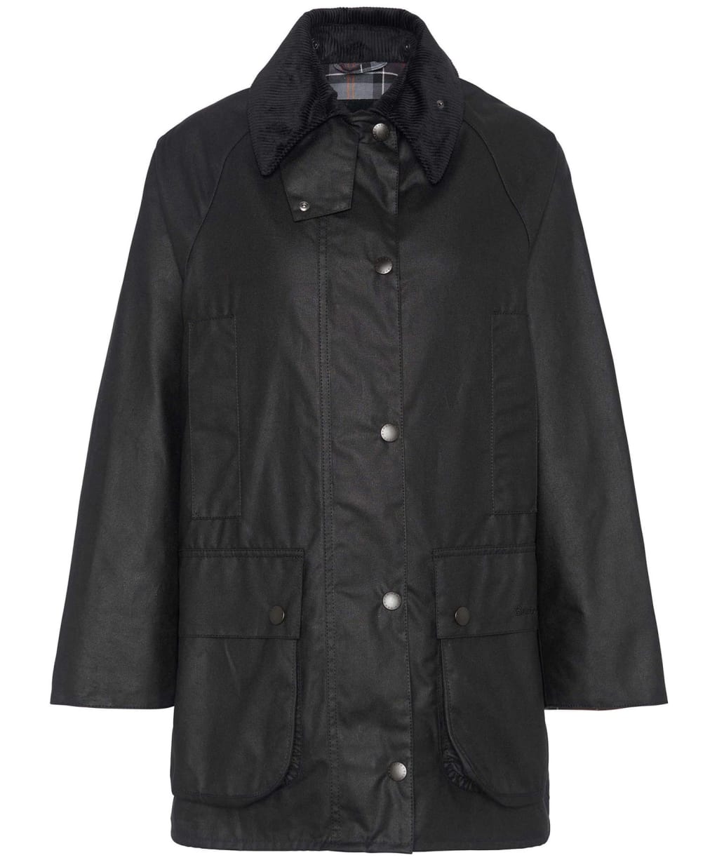 Women's Barbour Beaufort Waxed Jacket - Black / Modern Tartan
