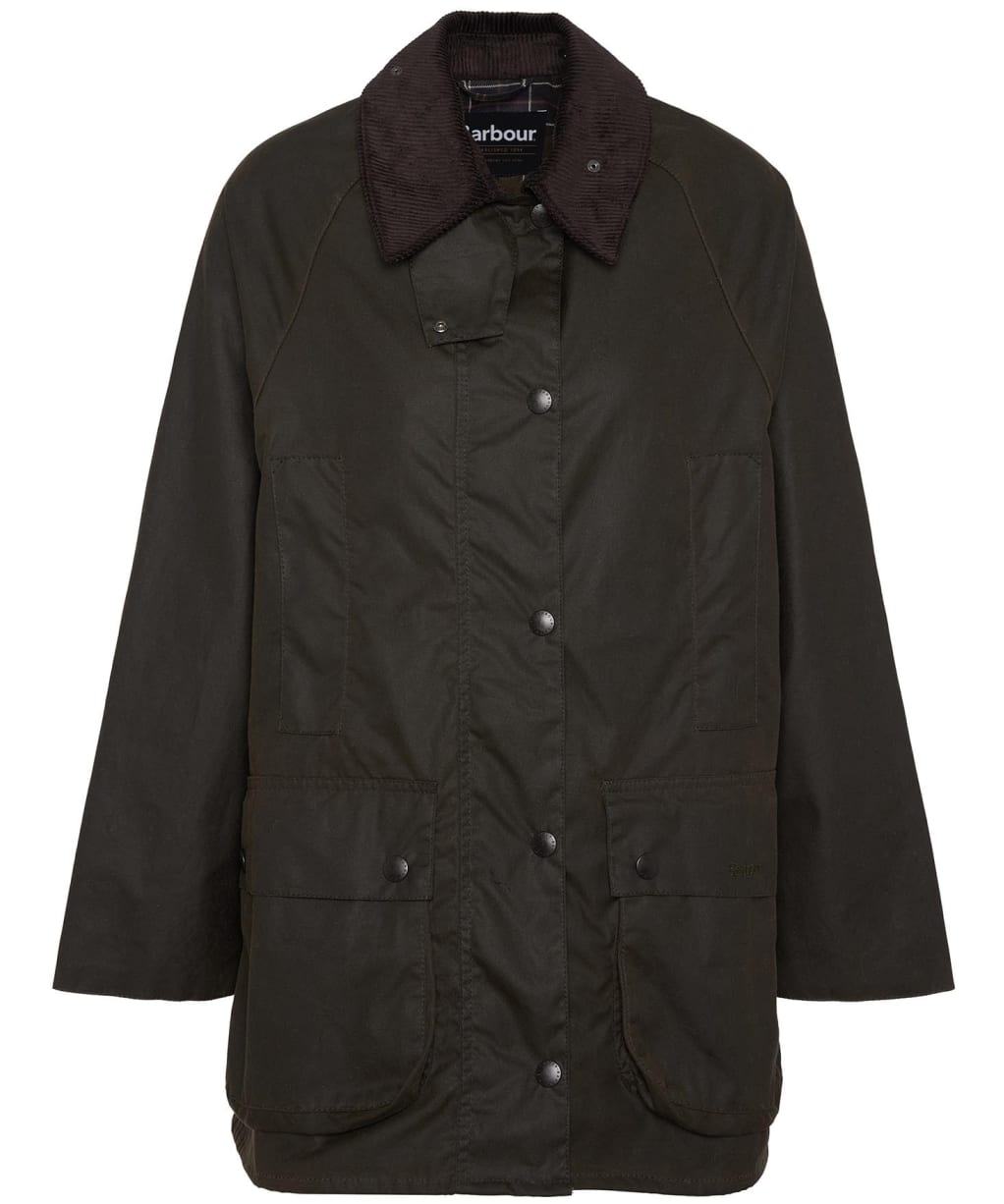 Women's Barbour Beaufort Waxed Jacket - Olive / Classic Tartan
