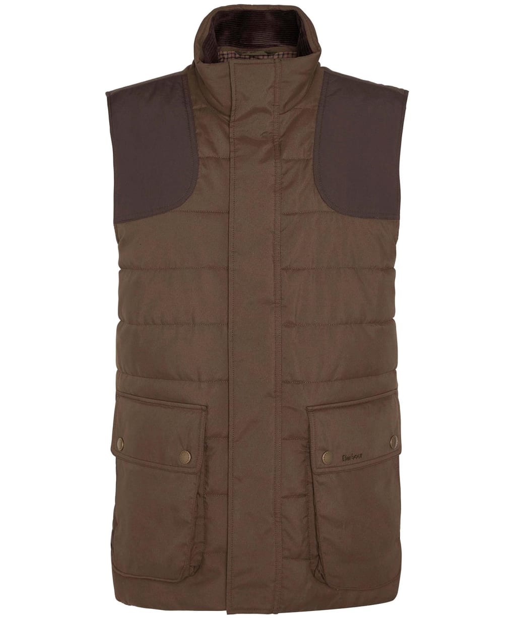 Men's Barbour Bradford Tattersall Puffer Gilet - Dark Sand