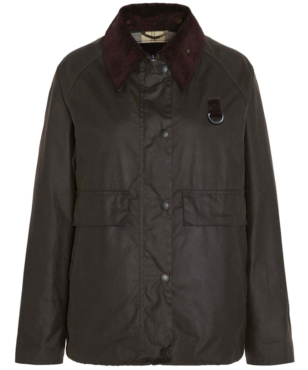 Women's Barbour Spey Waxed Jacket - Olive / Classic Tartan