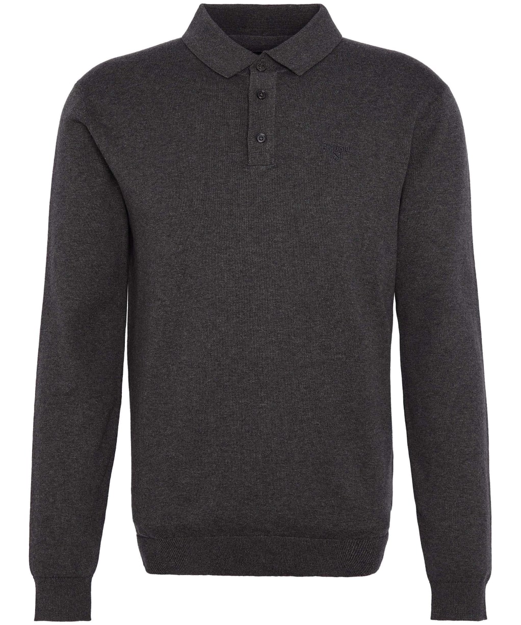 Men's Barbour Bassington Long Sleeve Knitted Polo Shirt - Charcoal